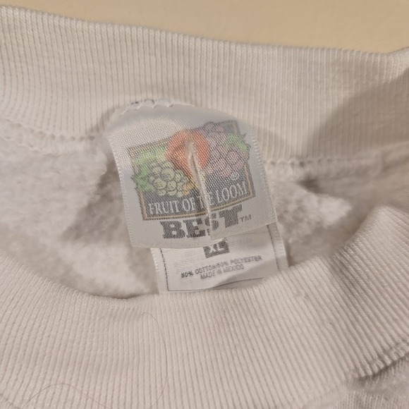 Vtg Fruit Of The Loom XL Sweatshirt White Crewneck Blank USA Made Stains Wear 90 - Picture 6 of 12